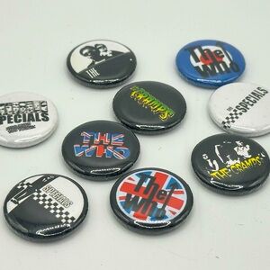 Vintage Handmade Classic Rock/Punk but ton pin set, lot of 9